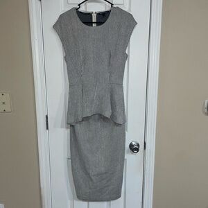 Country Road Black and White Stripes Midi Peplum Dress Size Small